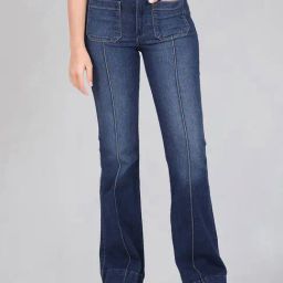 Wrangler Blue Cotton Solid Flare fit Jeans-picture-19