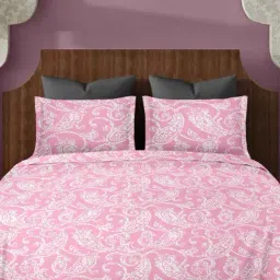 Ariana SORRENTO Pink Cotton 144 TC Double Size Bedsheet With 2 Pillow Covers-picture-10
