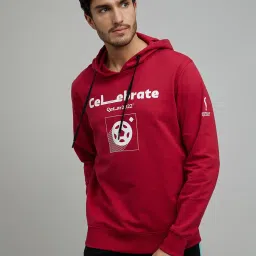 celio celio* FIFA Maroon Regular Fit Hooded Sweatshirt image 1