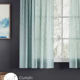 Haus & Kinder Teal Polyester Abstract Misty Wave Rod Pocket 5 ft Window Curtain - Set of 2 image 4