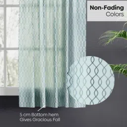 Haus & Kinder Teal Polyester Abstract Misty Wave Rod Pocket 5 ft Window Curtain - Set of 2 image 3