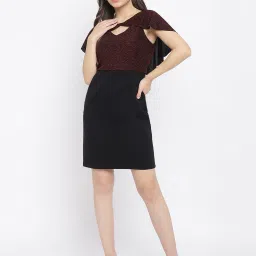 Latin Quarters Red & Black Textured A Line Dress image 5