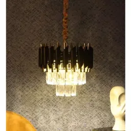 ELIANTE Torrica Cristal LED Chandlier 300 mm (12 inch) Black With Adjustable Colour Temperature image 4