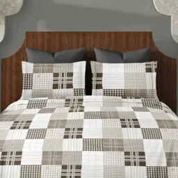 Ariana SORRENTO Dark Beige Cotton 144 TC Double Size Bedsheet With 2 Pillow Covers-image-11