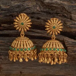 Kushal's Fashion Jewellery Green Gold Polished Antique Earring for Women-picture-38