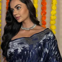 Lyzoo Woven Design Zari Handloom Saree image 5