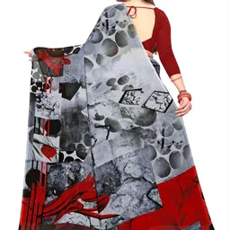 Moda Rapido Black Poly Georgette Sarees image 2