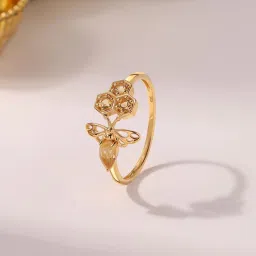Ornate Jewels 925 Silver 18K Gold Plated Pear Natural Yellow Citrine Bee Ring-picture-17