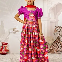 VASTRAMAY Girls Embroidered Ready to Wear Lehenga & Blouse With Dupatta image 5