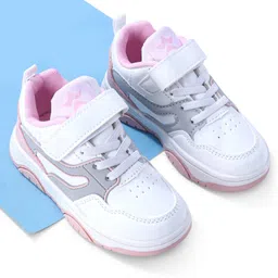 Cute Walk by Babyhug Velcro Closure Sneakers -White & Pink-picture-25