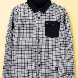 PURPLE UNITED KIDS Flannel Woven Full Sleeves Checked Shirt - Black & Multi Colour-picture-24