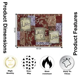 PRAKARTIK 6- Pcs Brown & Green Cotton Printed Rectangle Table Placemats image 5