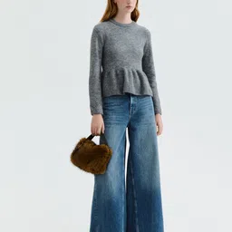 H&M Women Striped Peplum Pullover with Fuzzy Detail-picture-45