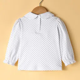 ToffyHouse 100% Cotton Knit Full Sleeves Polka Dots & Deer DesignedPeter Pan Collared Top & Sweater Dress with Stockings - Navy Blue image 3