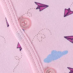 Tango Single Jersey Knit Sleeveless Jhabla With Paper Plane Print - Pink image 3