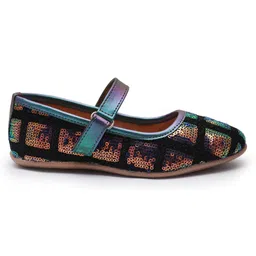 boyz n galz Sequins Embellished Metallic Velcro Closure Mary Jane Ballerinas - Multi Colour image 4