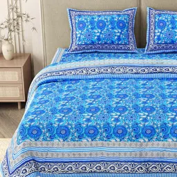 The Craft Monk Blue Set of 2 Floral Mild Winter 350 GSM Quilt image 2