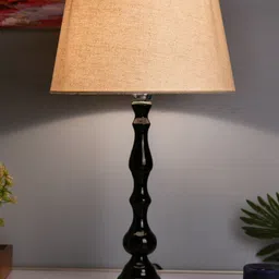 Homesake Black & Off-White Solid Teardrop Handcrafted Table Lamp with Shade-picture-20