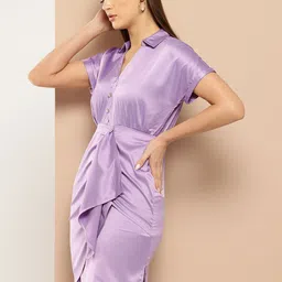 Chemistry Satin Finish Knot Shirt Dress image 3