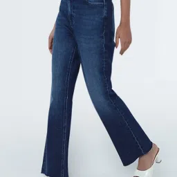 LOV by Westside Dark Blue Washed Straight-Fit High-Rise Jeans image 1
