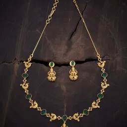 Kushal's Fashion Jewellery Ruby Green Gold Polished Antique Necklace Set for Women image 1