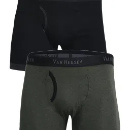 Van Heusen Black & Olive Green Cotton Comfort Fit Trunks image 1