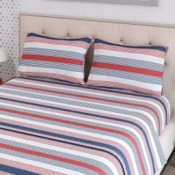 Layers Zen Collection 225TC Red Checkered Double Size FlatBedsheet Set image 2