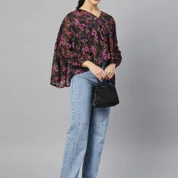 Cottinfab Black Printed Georgette Top image 4