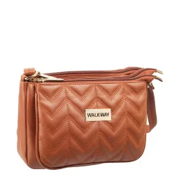 Walkway Tan Quilted Meduim Shoulder Handbag image 4