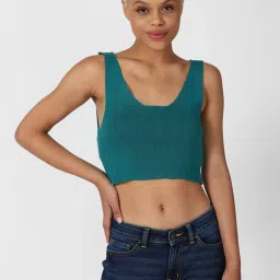Forever 21 Blue Regular Fit Crop Sweater image 1