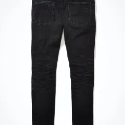 American Eagle Black Cotton Slim Fit Distressed Jeans image 5