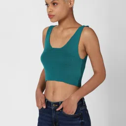 Forever 21 Blue Regular Fit Crop Sweater image 3