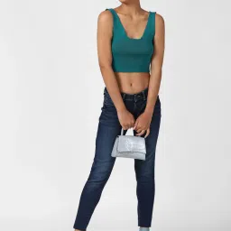 Forever 21 Blue Regular Fit Crop Sweater image 4