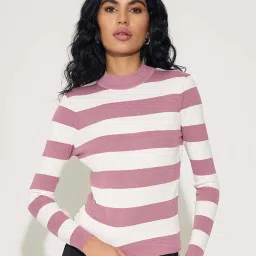 Honey By Pantaloons Pink Slim Fit Striped Top image 1