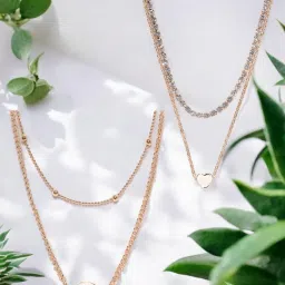 OOMPH Gold Tone Crystal and Opal Stone Multi Layered MultiStrand Fashion Necklace Pack of 2 image 1