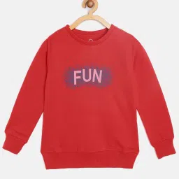Sweet Dreams Kids Red Cotton Printed Full Sleeves Sweatshirt image 1