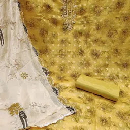 MANVAA Embellished Unstitched Dress Material image 3