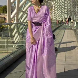 Elora Purple Silk Woven Saree With Unstitched Blouse image 1