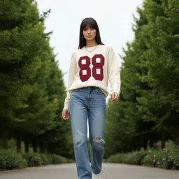 glitchez Typography Cable Knit Self Design Pullover image 5