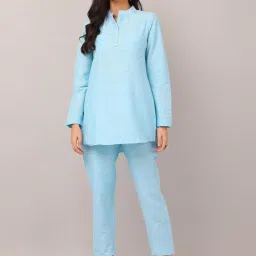 Kaanchie Nanggia Sky Blue Causal Wear Shirt and Pant Set image 1