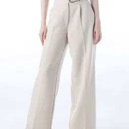 Only Beige Flared Fit Trousers image 1