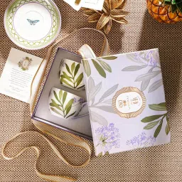 Pure Home and Living Purple Prined Tea Cups & Saucers - Set of 2 image 1