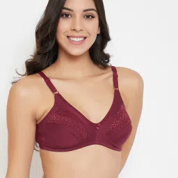 Clovia Maroon Non Wired Non Padded Full Coverage Bra image 4