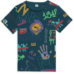 Puma Kids Cold Green Cotton Printed Tee image 1