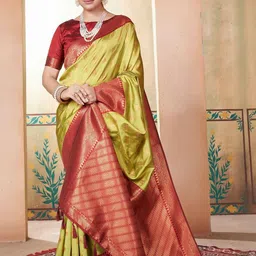 KALINI Woven Design Silk Blend Kanjeevaram Saree image 5