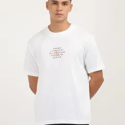 Calvin Klein Jeans White Cotton Regular Fit Printed T-Shirt image 1