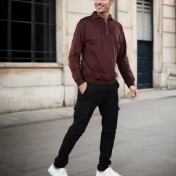 celio celio* Brown Solid Regular Fit Cotton Sweatshirt image 1