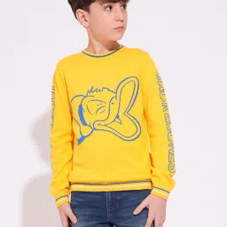 Jack & Jones Junior Boys Yellow Cotton Graphic Print Sweater image 1