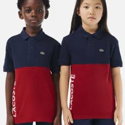 Lacoste Unisex Red & Navy Cotton Color Block Polos & T-shirts image 1