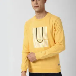 Peter England Yellow Cotton Slim Fit Graphic Print Sweatshirt-picture-21